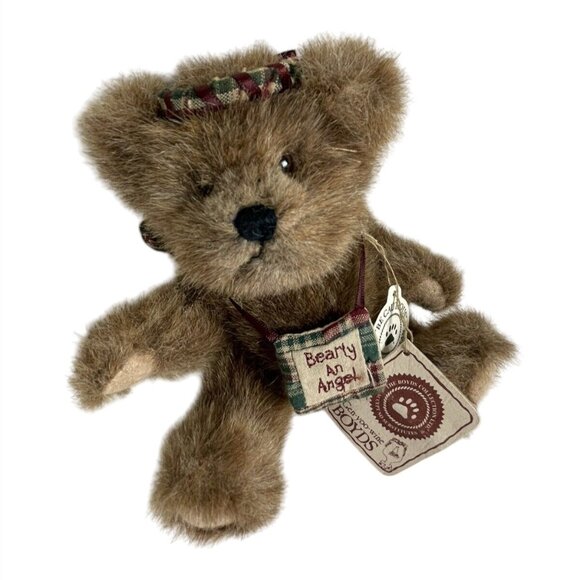 Boyds Bears Rascal 2001 8" Plush Angel Bear Collectible "Bearly An Angel" Plaid - Picture 2 of 9